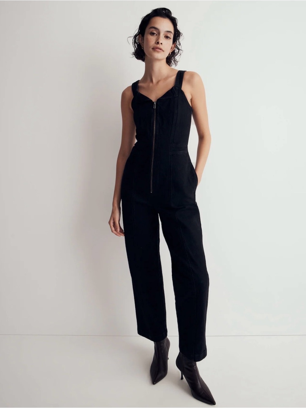 Madewell Black Zip-Front Jumpsuit